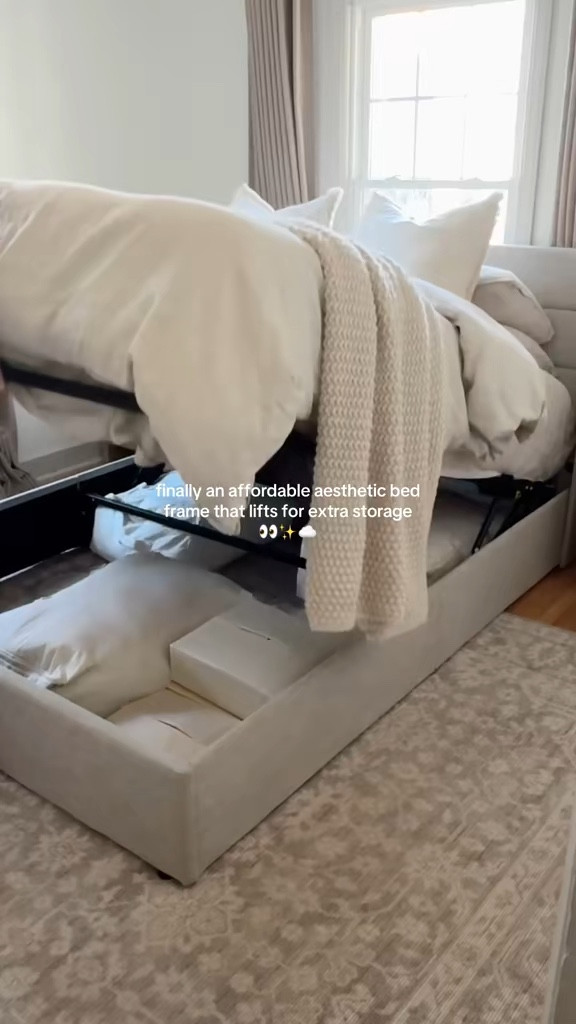 this lift up storage bed frame is a great affordable option! ☁️ 


bed frame, affordable furniture, lift up bed frame, storage bed frame, bedroom furniture 