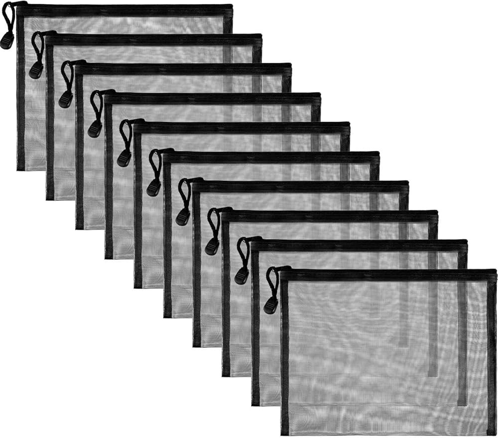 Norme 10 Pieces Black Mesh Bags Makeup Bags Cosmetic Travel Organizer Bags Mesh Zipper Pouch Penc... | Amazon (US)