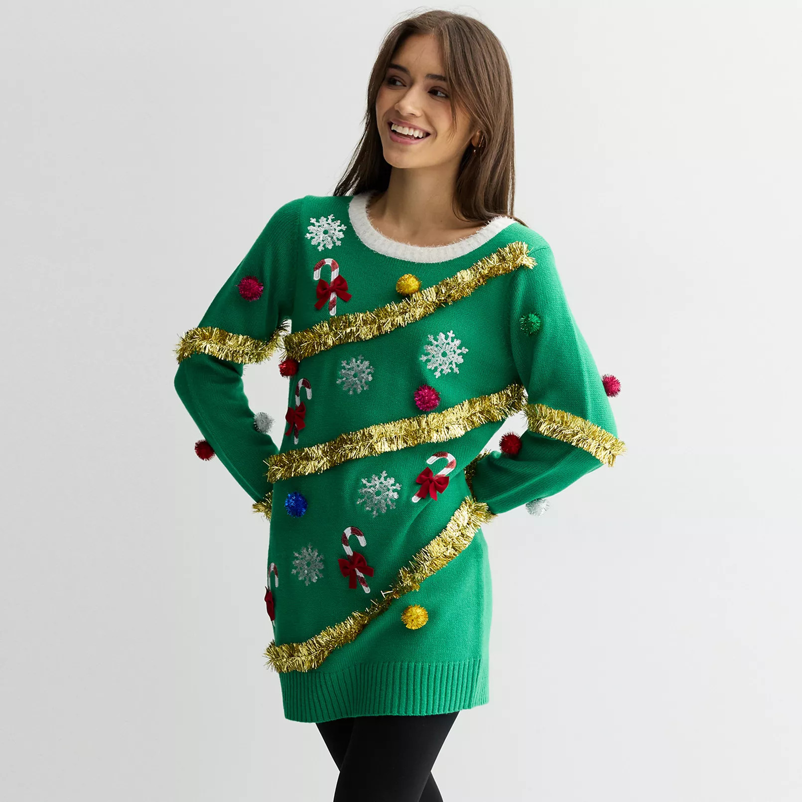 Women's Jollidays Long Sleeve Christmas Crewneck Sweater Tunic | Kohl's