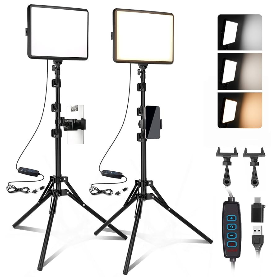 2-Pack LED Video Light Kit, NiceVeedi Studio Light, 2800-6500K Dimmable Photography Lighting Kit ... | Amazon (US)