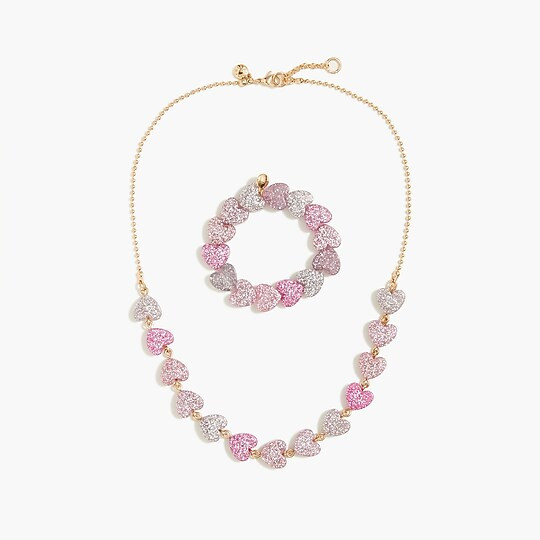 Girls' heart necklace and bracelet set | J.Crew Factory