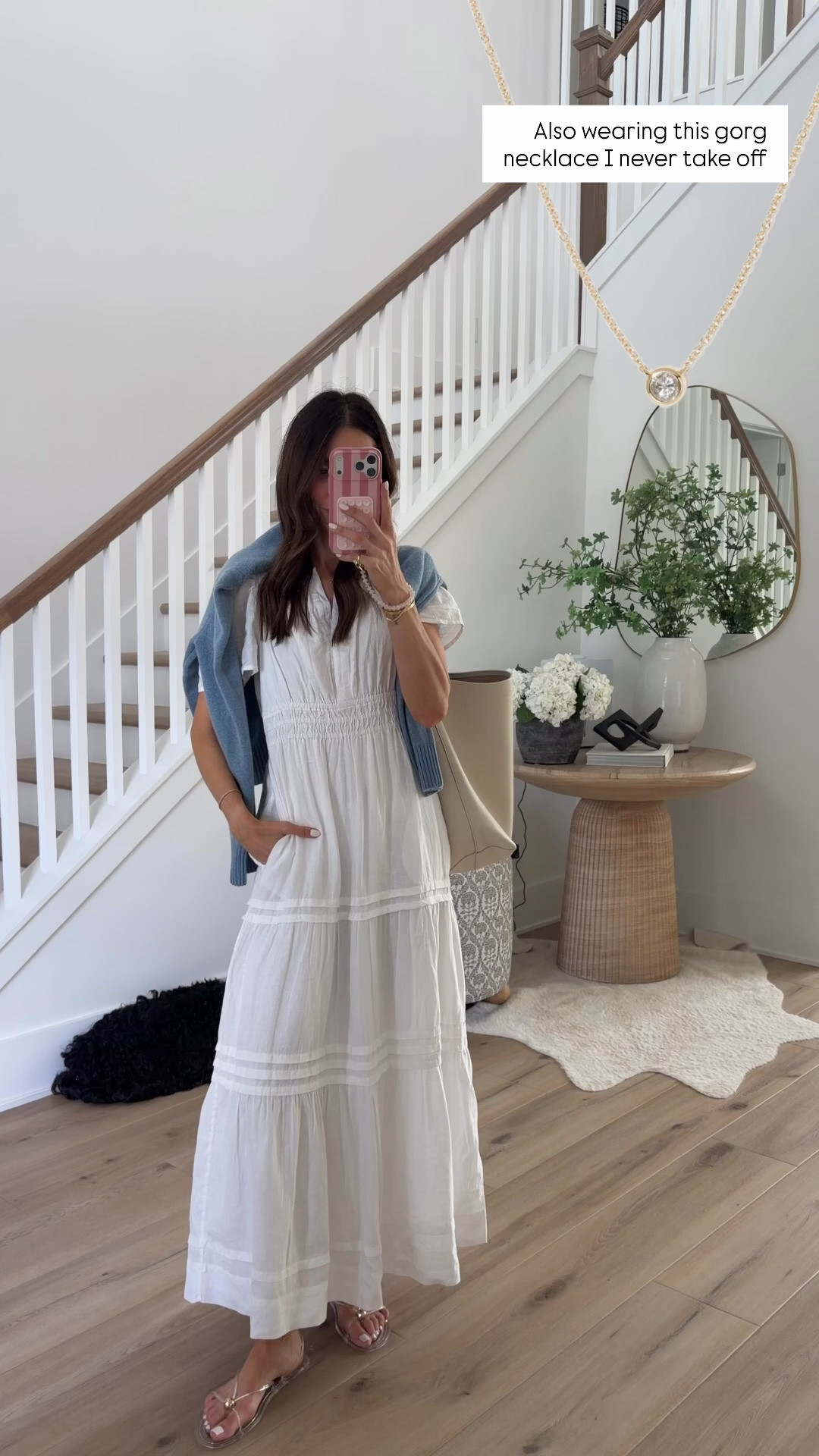 Things I bought and loved from @quince
	◦	Luxurious cashmere sweater at great price, 
	◦	dainty diamond pendant necklace (I never take it off) it’s in size 0.06, 
	◦	must have travel bag (designer for less) 
	◦	classic linen pieces like this dress 
#quincepartner

#LTKootd #LTKOver40