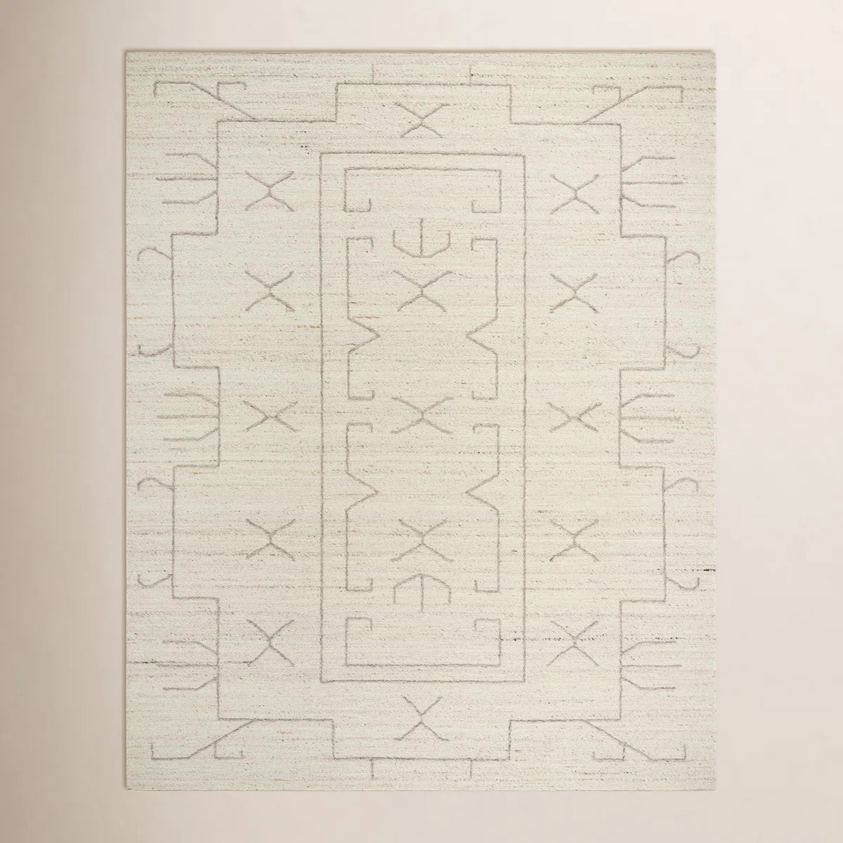 Rectangle Tobbie Geometric Hand Woven Flatweave Wool Area Rug in Pearl | Joss & Main