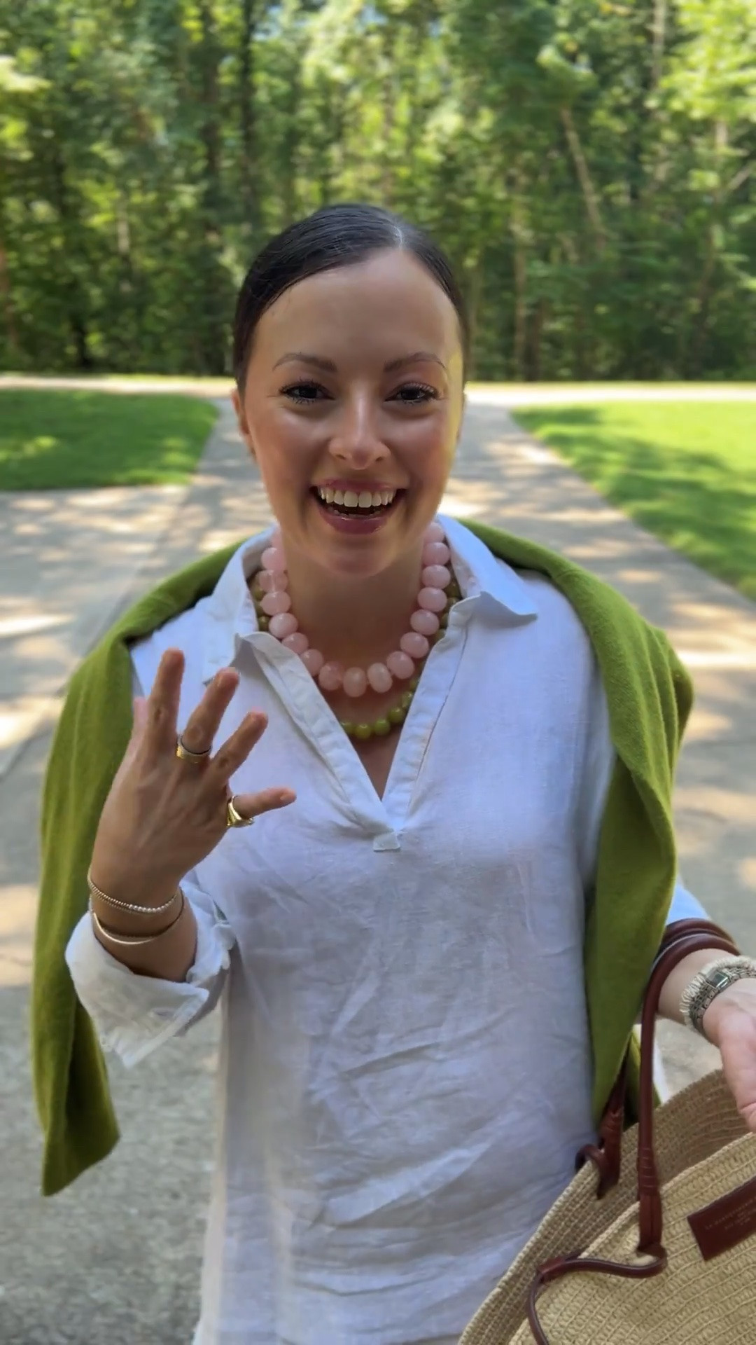 Casual summer outfit - white dress - chartreuse cardigan - chartreuse sweater - statement necklaces - carpool back to school outfit 
@SEZANE @Tuckernuck @onequince

#LTKootd #LTKTravel #LTKSeasonal