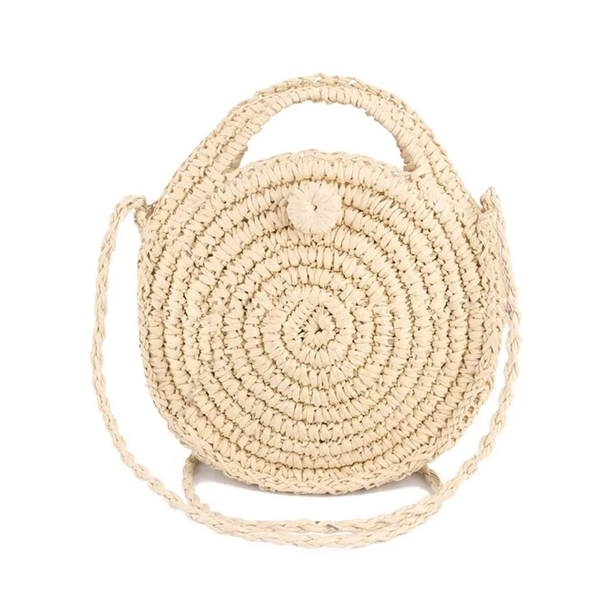 RUEWEY Beach Straw Bags Retro Rattan Handbag Crossbody Small Round Bag | Walmart (US)