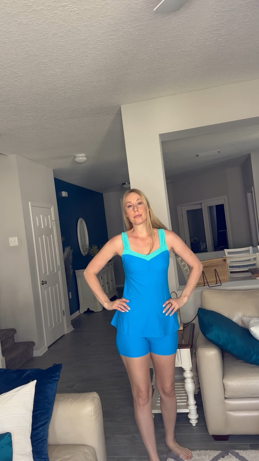 Two piece blue swim set 
💙it has shorts and a built in support for the bust 
💙 comfy and perfect for beach moms 
💙wearing small in it, fits true to size and I am 5’10”
💙 Amazon fashion , Amazon under $50

#LTKTall #LTKSwim