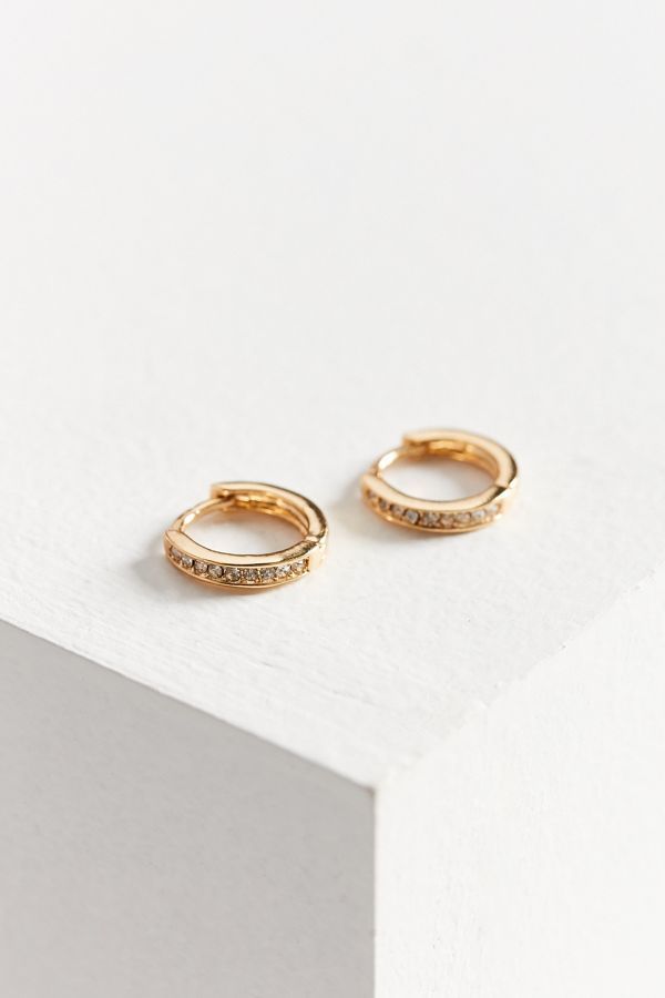 18k Gold Plated Rhinestone Hoop Earring | Urban Outfitters (US and RoW)