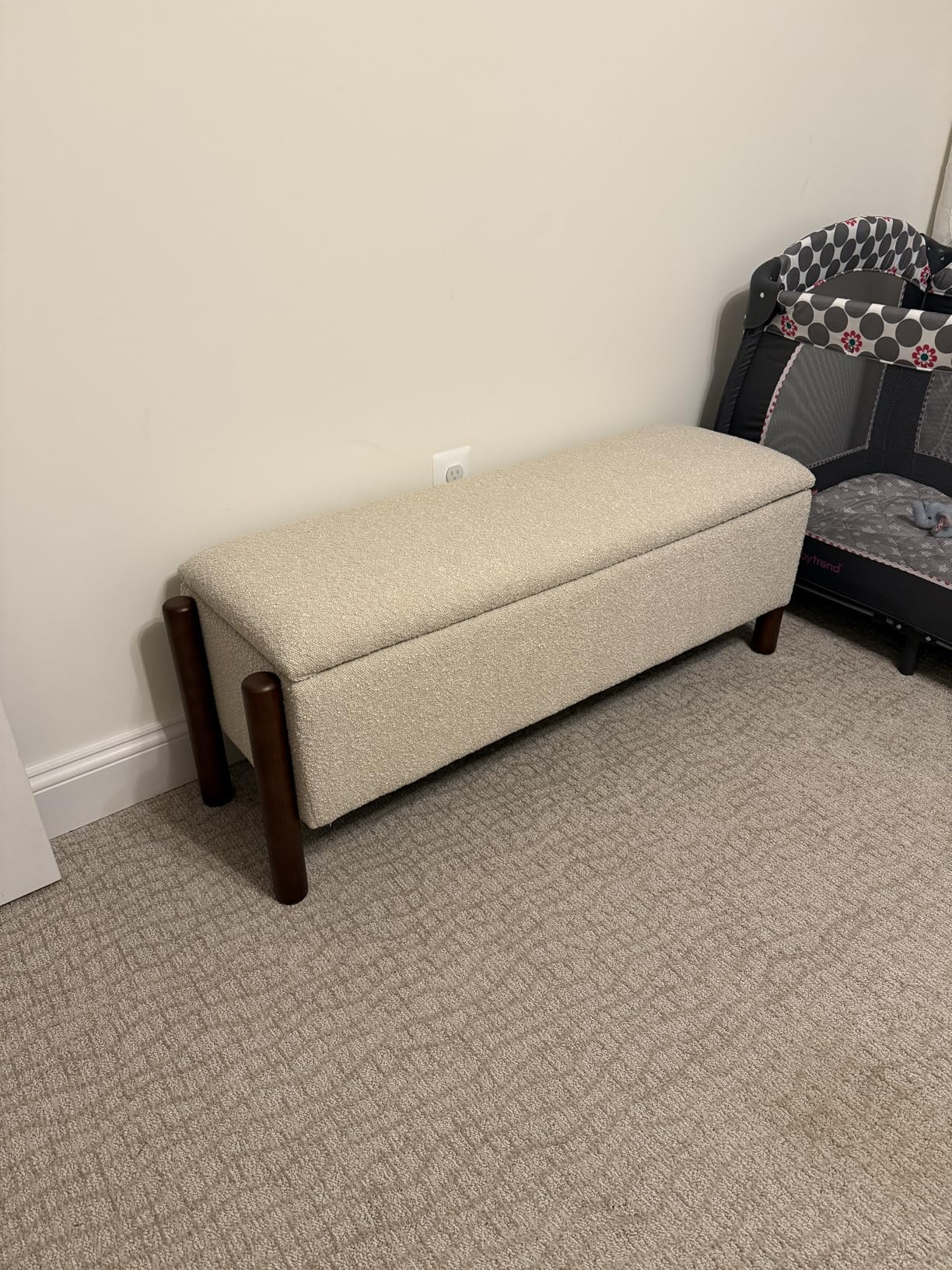 Modern Storage Benches with Walnut Wood Legs, 47'' Ottoman Bench with 20 Gallons Storage Space fo... | Amazon (US)