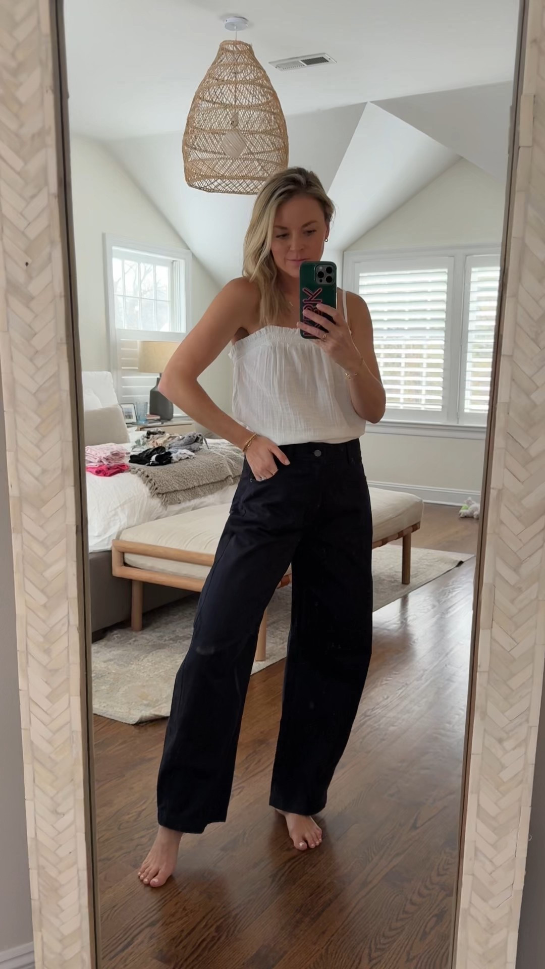 Old Navy finds! Outfit on sale for under $40. Size small tank & size 2 pants, both tts. The pants fit loose and relaxed which I like. If you prefer your bottoms fitted, I would size down 1 