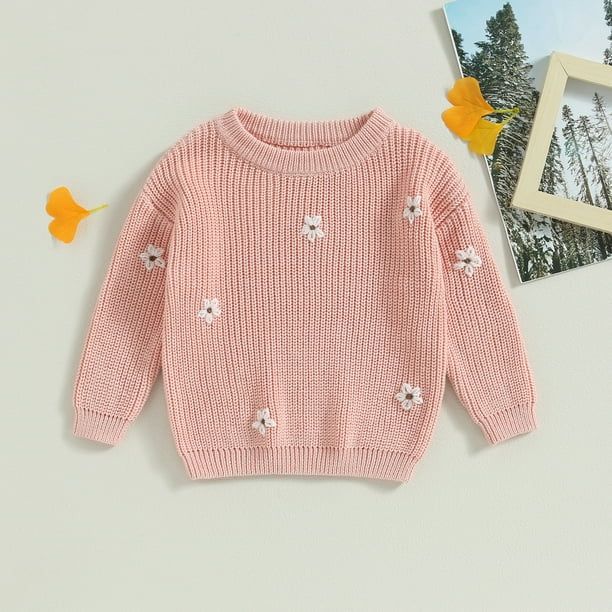 Gupgi Toddler Baby Girl Flower Sweater Warm Knit Sweatshirt Long Sleeve Fall Winter Tops | Walmart (CA)