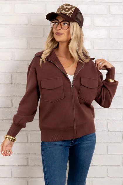 Andy Chocolate Long Sleeve Jacket | The Willow Tree