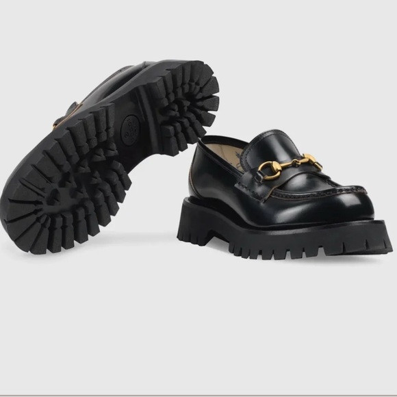 GUCCI  Cordovan Lux Lug Sole Black Gold Horse it Bee Loafers | Poshmark