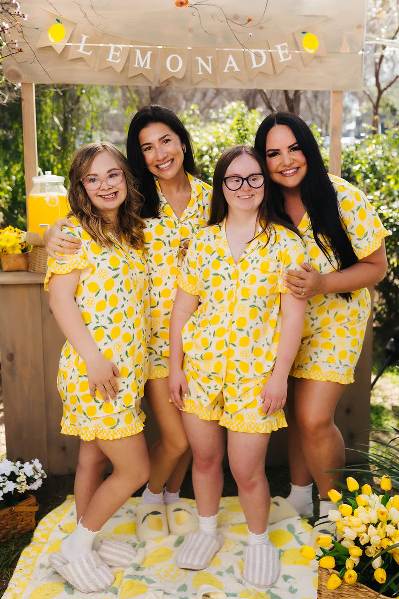 Lemon Short PJ Set with Check Ruffles | Staykation