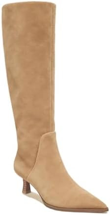 Suede Knee High Boots for Women Kitten Heel Pointed Toe Tall Boots Low Heeled Side Zipper Long Sh... | Amazon (US)