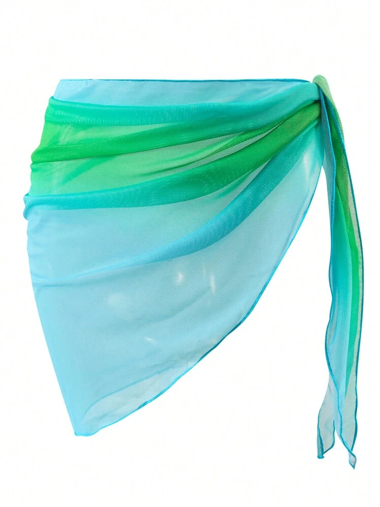 SHEIN Swim Ombre Tie-Dye Summer Cover-Up Dress With Pleats (Random Print),Summer Beach | SHEIN