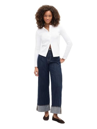 GAP Womens High Rise Wide Leg Jeans Dark Wash Indigo 119 33 Long | Amazon (US)