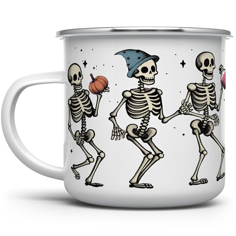 Dancing Skeleton Halloween Campfire Coffee Mug, Spooky Fall Autumn Season Outdoor Camping Cup (12... | Amazon (US)