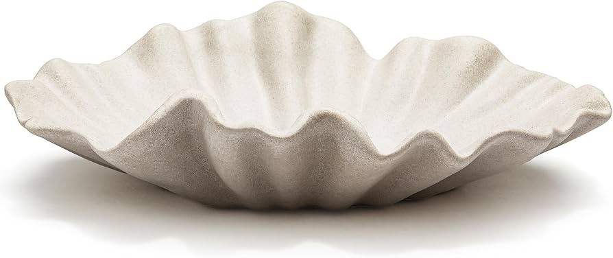 Beige Large Decor Bowl for Key & Purse - 12.6" Resin Shell Bowls | Amazon (US)