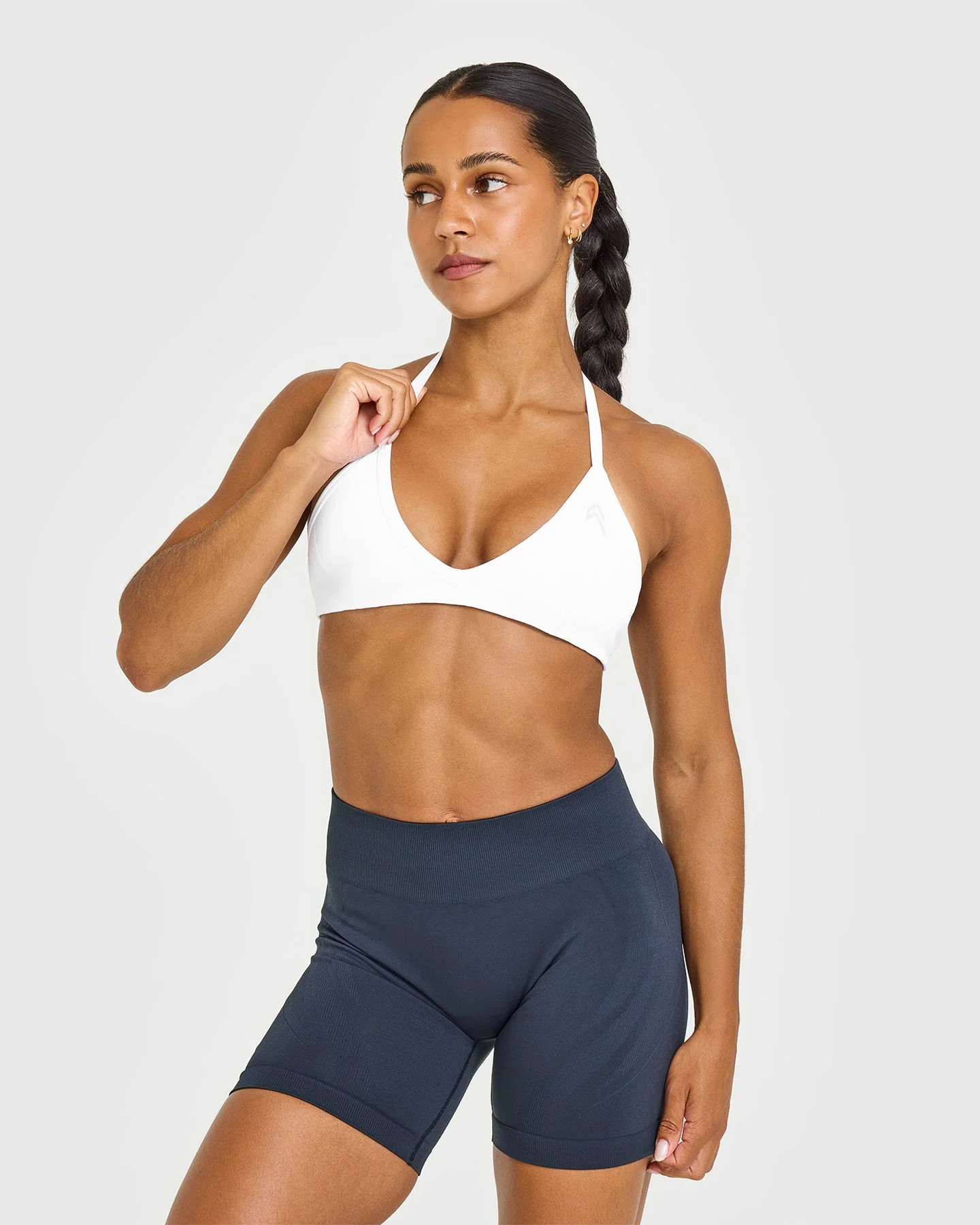 EnhanceLift™ Seamless Minimal Halter Neck Bralette 
 White | Oner Active (UK / US)