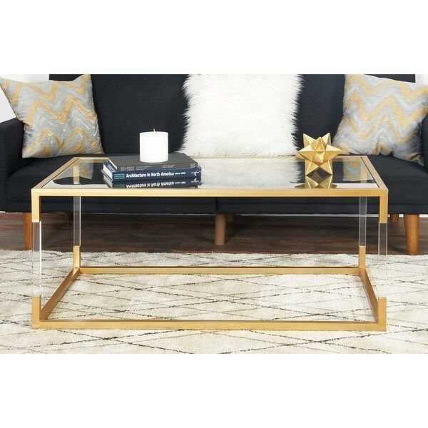 46" x 19" Acrylic, Metal and Glass Coffee Table by Studio 350 | Bed Bath & Beyond