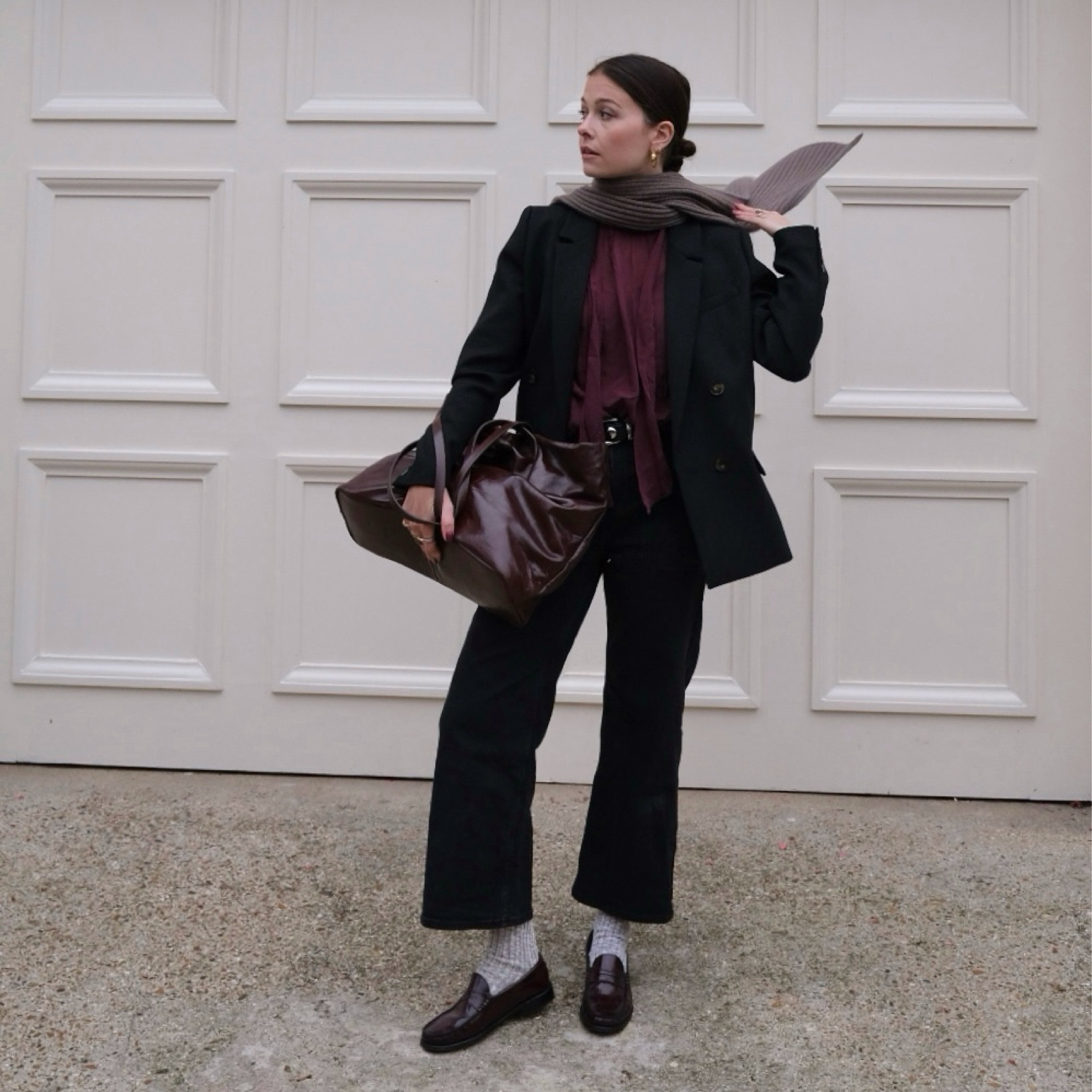 Autumn look
Burgundy top
Socks and loafers 
Tonal dressing 

#LTKautumn #LTKuk #LTKeurope