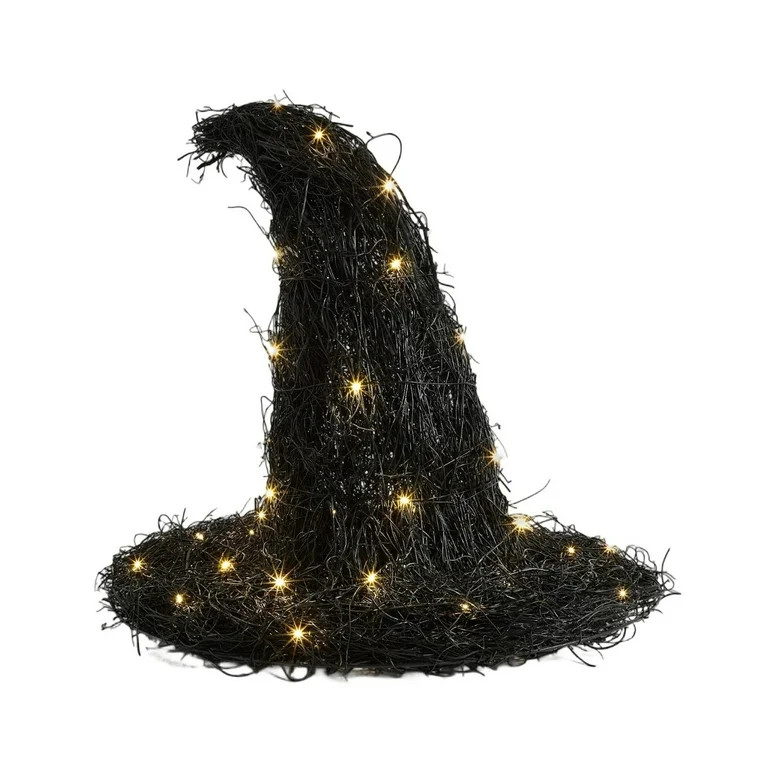 SyznbHalloween Rattan Witch Hat Decor with String Lights Wicker Wizard Hats Woven Witch Hat for I... | Walmart (US)