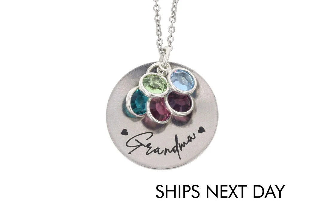 Grandma Necklace Grandma Gift Personalized Grandma Jewelry Birthstone Necklace Grandmother Gift N... | Etsy (US)