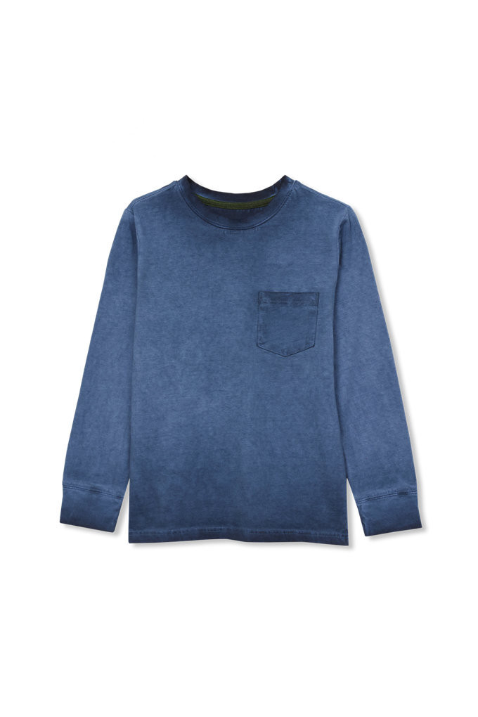 Boys Long Sleeve Washed Pocket Shirt - Lands' End - Blue - M | Lands' End (US)