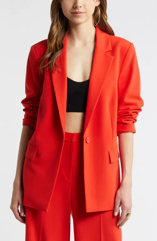 Open Edit Relaxed Fit Blazer in Red Fiery at Nordstrom, Size X-Small | Nordstrom
