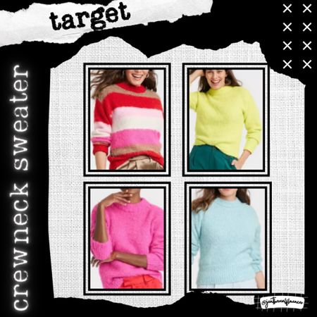 Target crewneck sweater, fall fashion, fall style, winter fashion, knitwear, colorful, affordable style 

#LTKfindsunder50 #LTKSeasonal #LTKstyletip