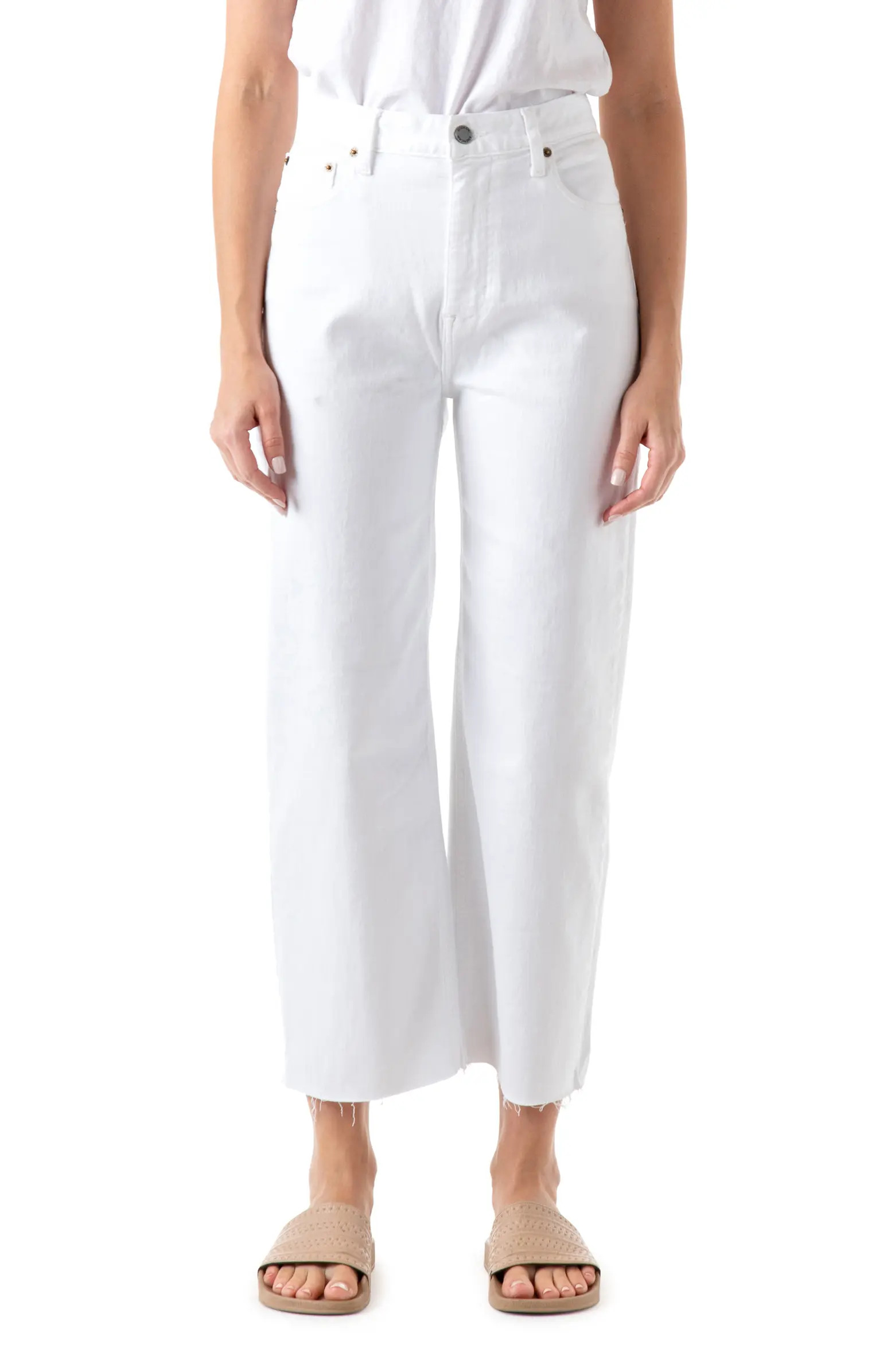 Savannah High Waist Raw Hem Crop Wide Leg Jeans | Nordstrom