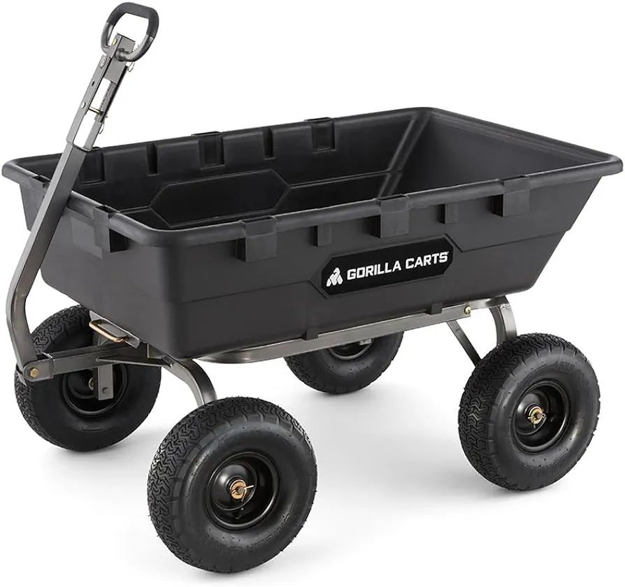 Gorilla Carts Poly Garden Dump Cart with Easy to Assemble Steel Frame, Camping Beach Wagon w/Quic... | Amazon (US)