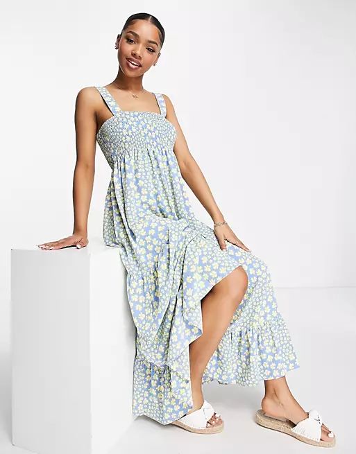 Urban Revivo cami maxi dress in yellow print | ASOS (Global)