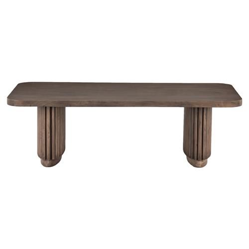 Farvald Mid Century Modern Dark Brown Reclaimed Wood Rectangular Coffee Table | Kathy Kuo Home