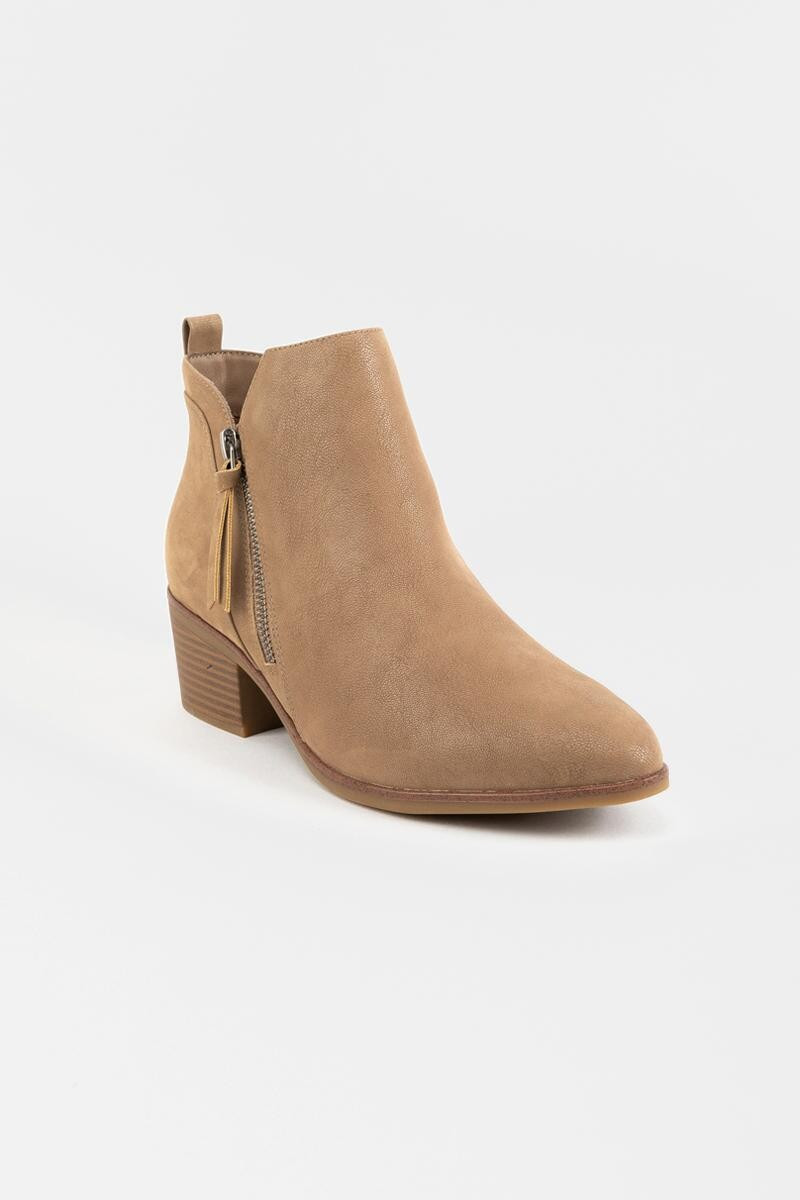 MIA Side Zip Stacked Ankle Boot | Francesca’s Collections