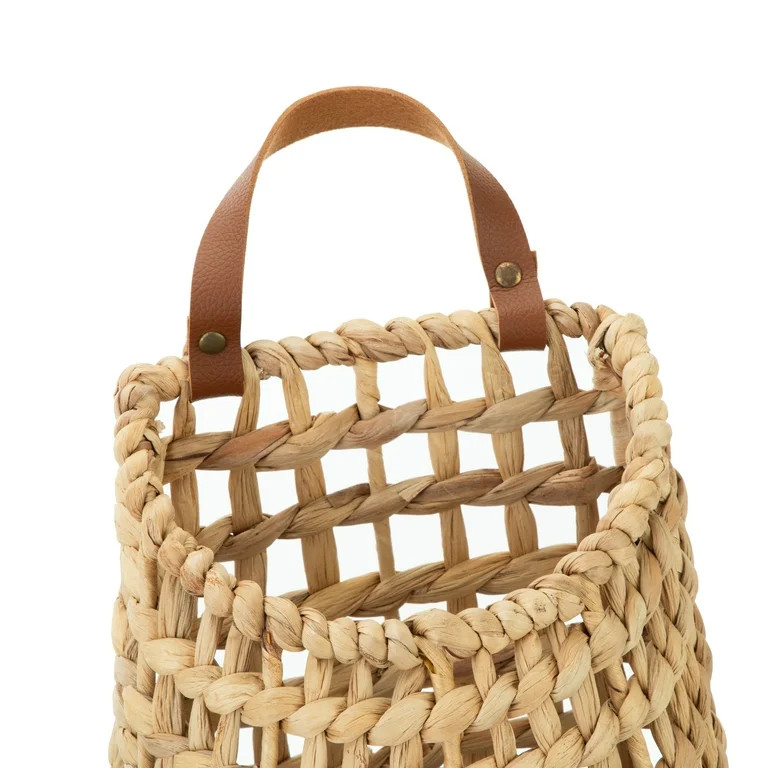 Better Homes & Gardens Water Hyacinth Hanging Basket with Faux Leather Strap | Walmart (US)