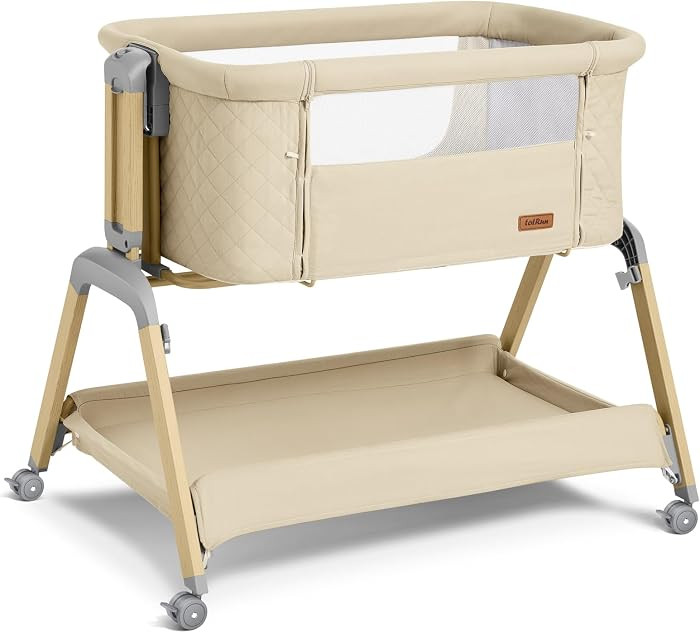 Bassinet Bedside Sleeper, Rocking Bassinets with Comfy Mattress and Wheels for Newborn, 5-Height ... | Amazon (US)