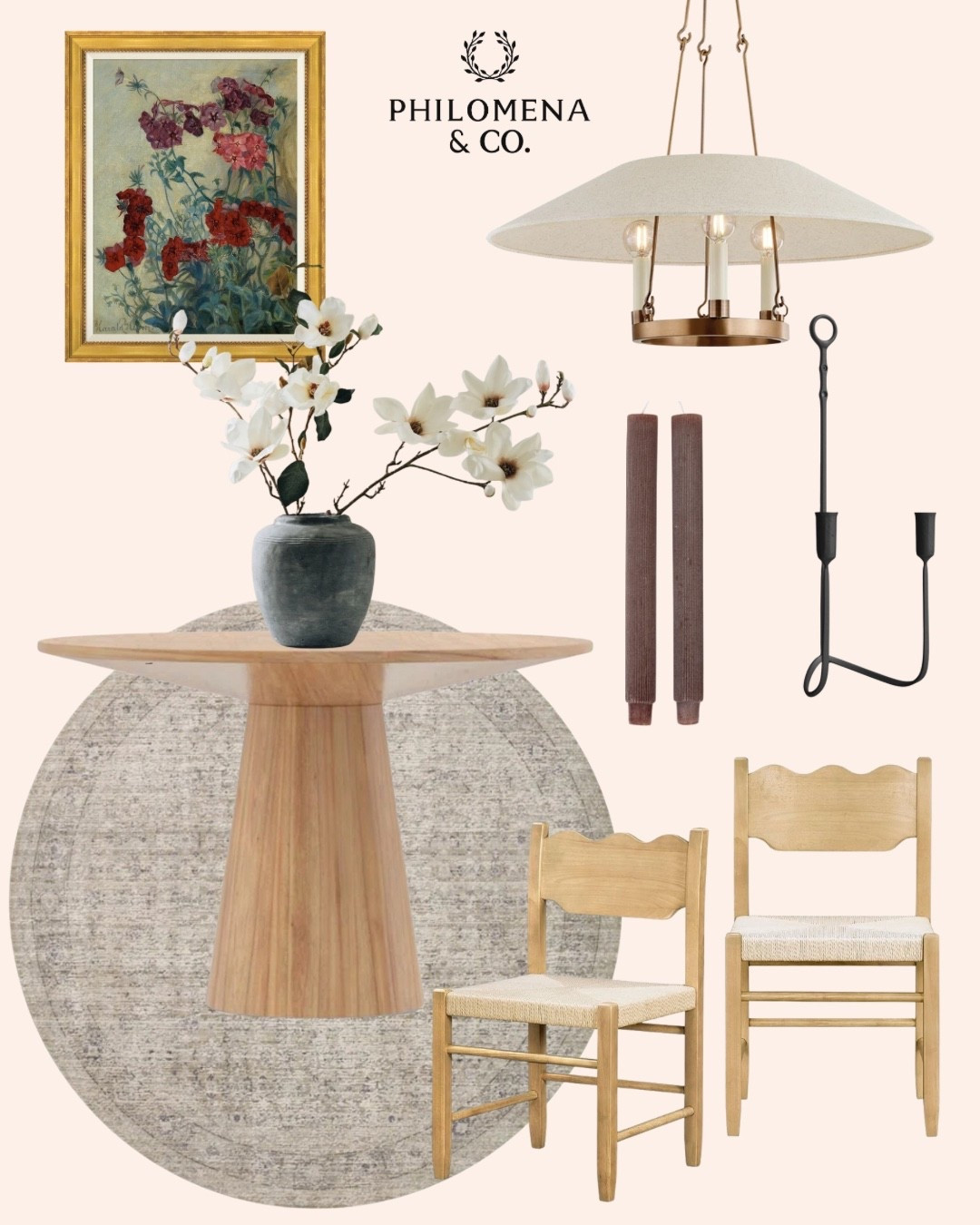 modern dining room ideas, curated dining room style, dining room mood board, neutral dining room decor, elegant dining room inspiration, timeless dining room setup, modern classic dining room, farmhouse dining room design, designer dining room furniture, minimalist dining room style, round dining table styling, cane dining chairs, wood dining table setup, cozy dining room vibes, natural textures home decor, earthy tone interiors, curated home design, vintage wall art, decorative lighting fixture, textured rug dining room, neutral home, #HomeStylingInspo, #InteriorStylingIdeas, #CollectedHome