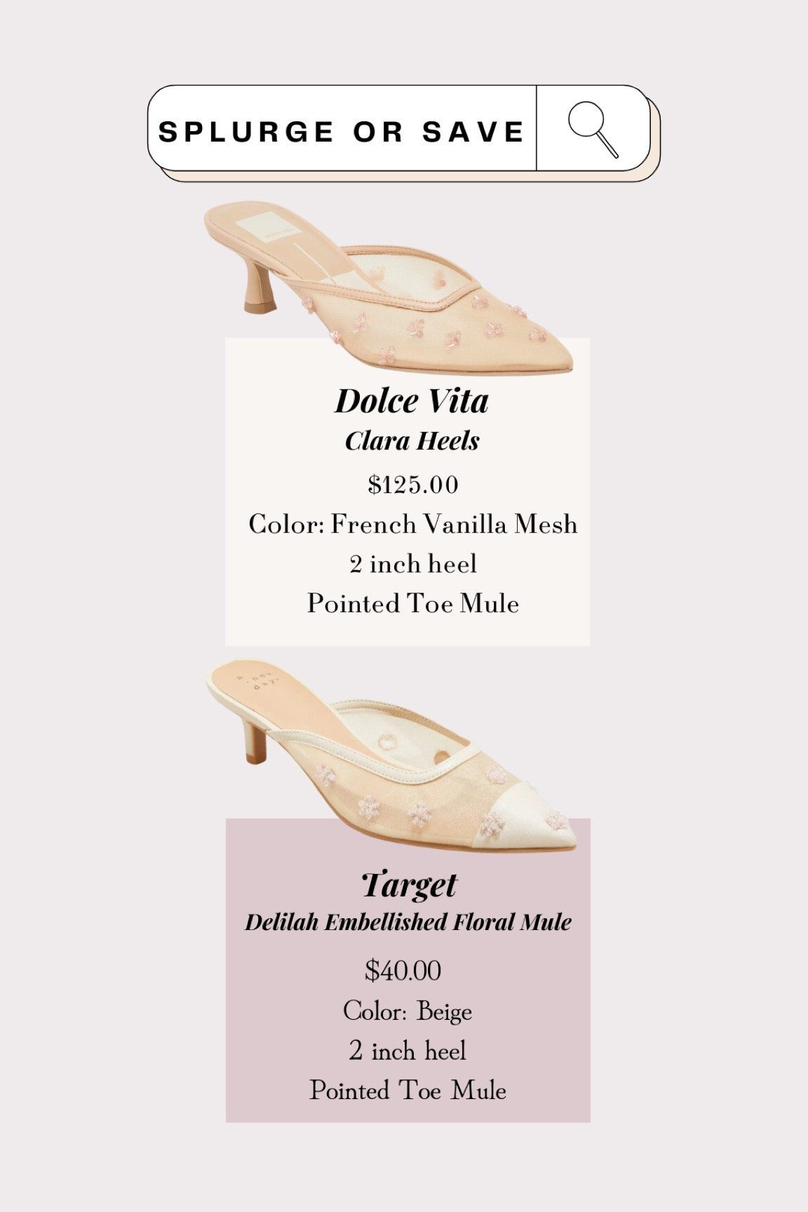 Save or splurge? Almost too close to call. Love both of these mesh embellished mules! I just bought the ones from Target and I’m obsessed!!😍

#LTKMostLoved #LTKFindsUnder50 #LTKShoeCrush