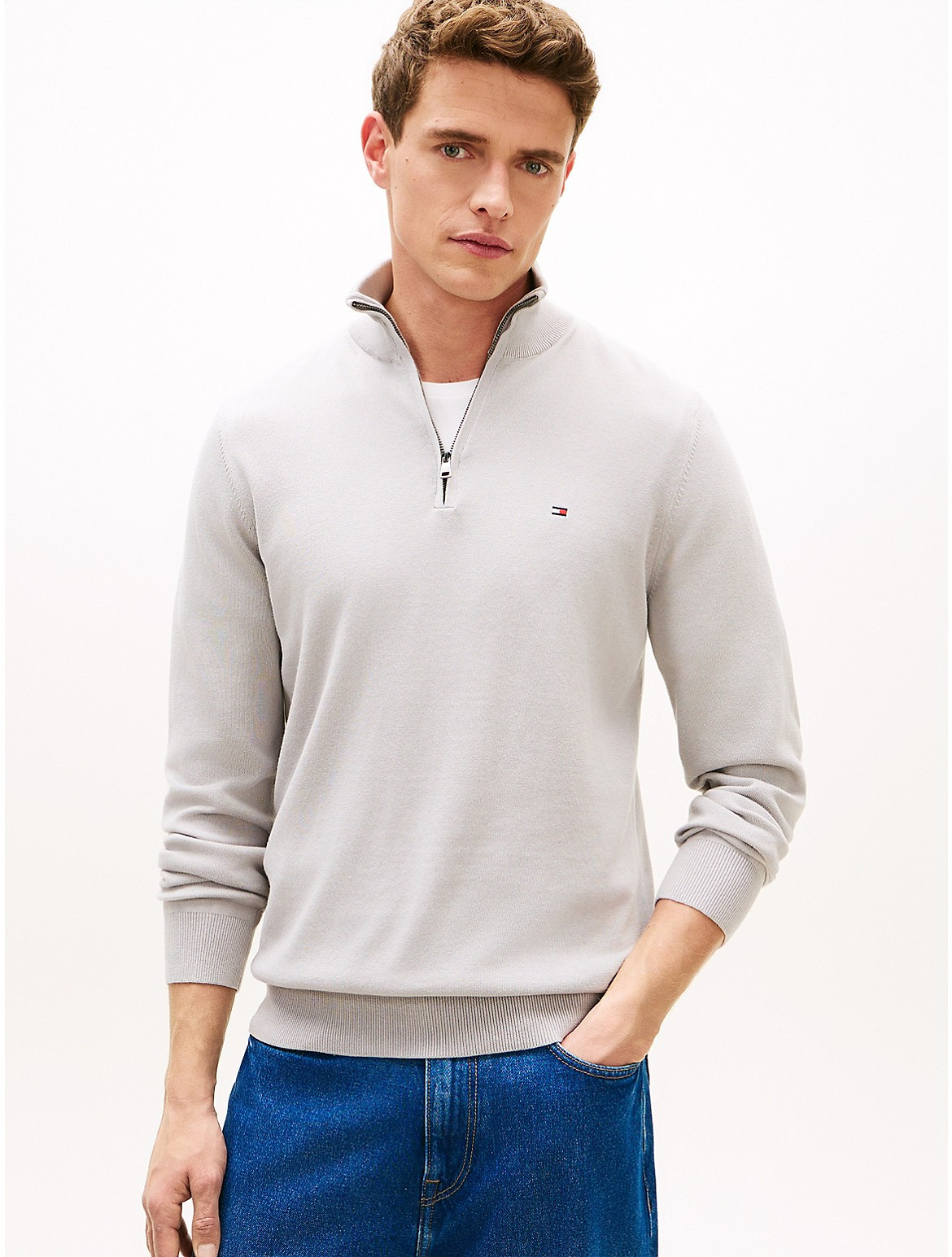 Tommy Hilfiger Men's Classic Quarter-Zip Sweater - Grey - S | Tommy Hilfiger (US)