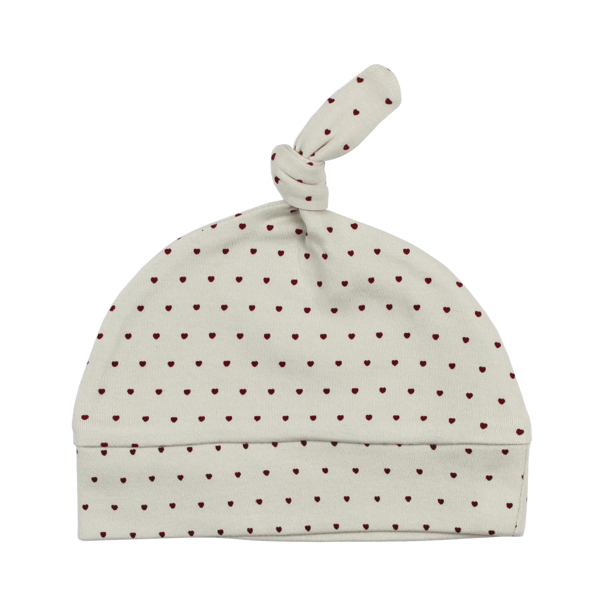 Organic Knotted Hat in Crimson Mini Hearts | L'ovedbaby