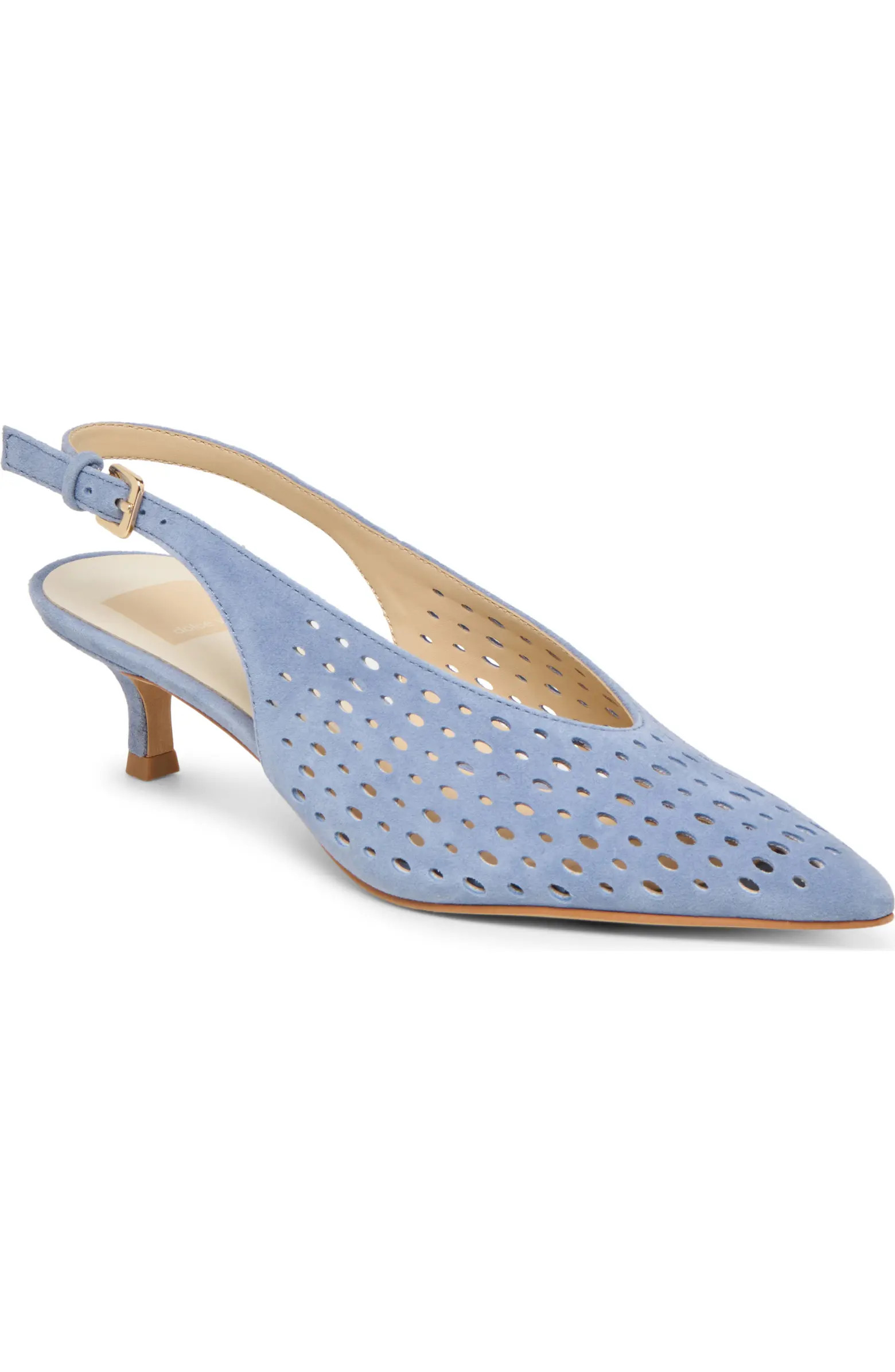 Alenna Perf Slingback Pointed Toe Kitten Heel Pump (Women) | Nordstrom