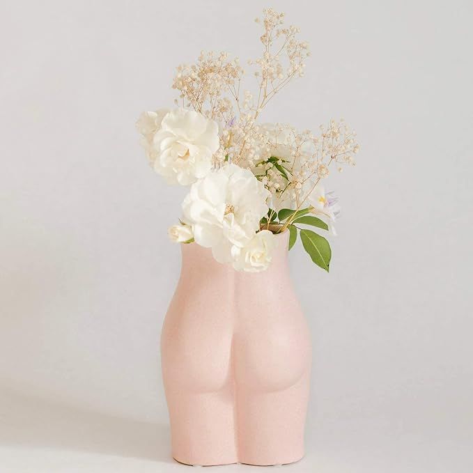 Body Vase Female Form Butt Vase Tall Booty Shaped Flower Vases [Speckled Matte Pink Ceramic] Chee... | Amazon (US)