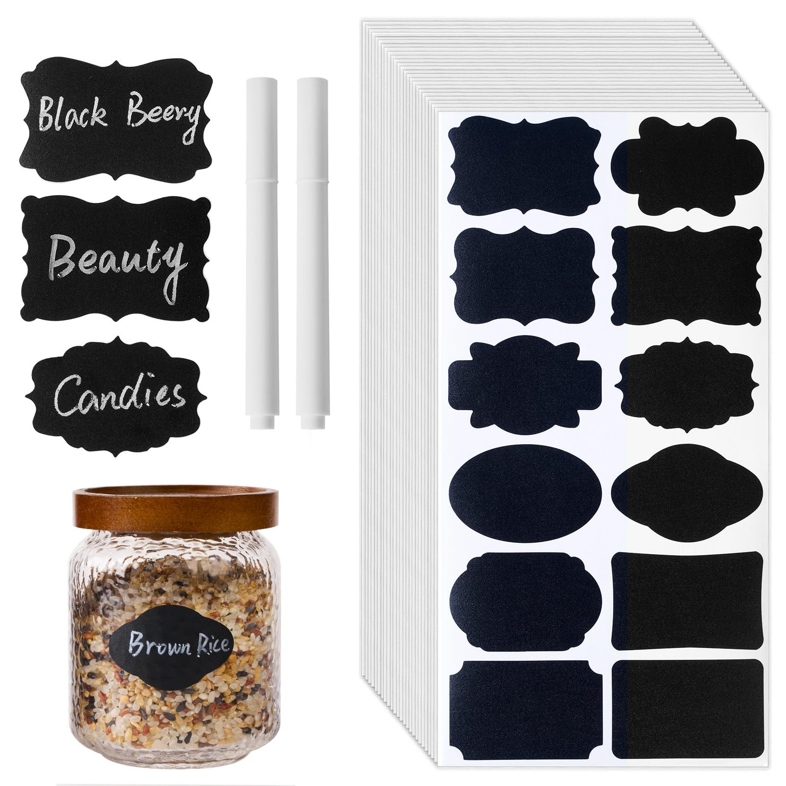 360Pcs Chalkboard Labels – 2.1x1.4 Inch Reusable Blackboard Stickers with 2 White Erasable Chal... | Amazon (US)