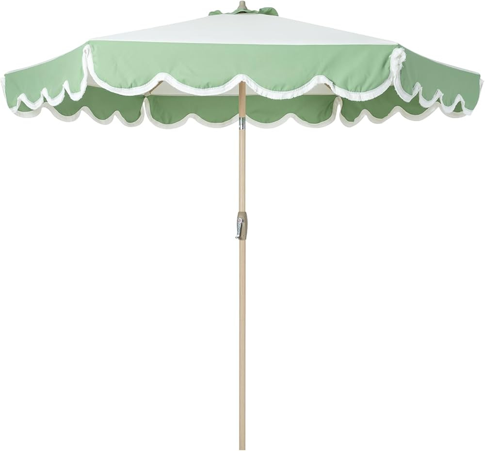 Tempera 9ft Scalloped Patio Umbrellas with Fringe, Market Umbrellas with Water-Resistant and Fade... | Amazon (US)