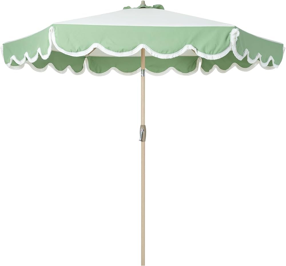Tempera 9ft Scalloped Patio Umbrellas with Fringe, Market Umbrellas with Water-Resistant and Fade... | Amazon (US)