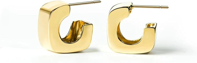 AretNayn 14K Gold Hoop Earrings Gold Colored Open Earirngs for Womens Square Simple Hoop Jewelry ... | Amazon (US)