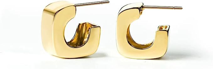 AretNayn 14K Gold Hoop Earrings Gold Colored Open Earirngs for Womens Square Simple Hoop Jewelry ... | Amazon (US)