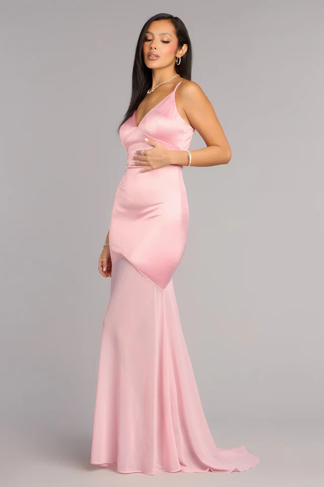 Sandy Satin Tie-Back Chiffon Formal Dress | Windsor Stores
