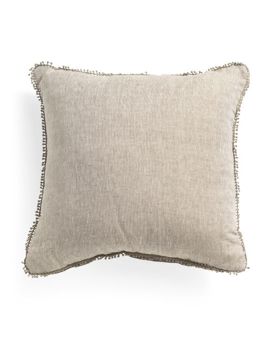 20x20 Linen Chambray Pillow With Lace Edging | TJ Maxx